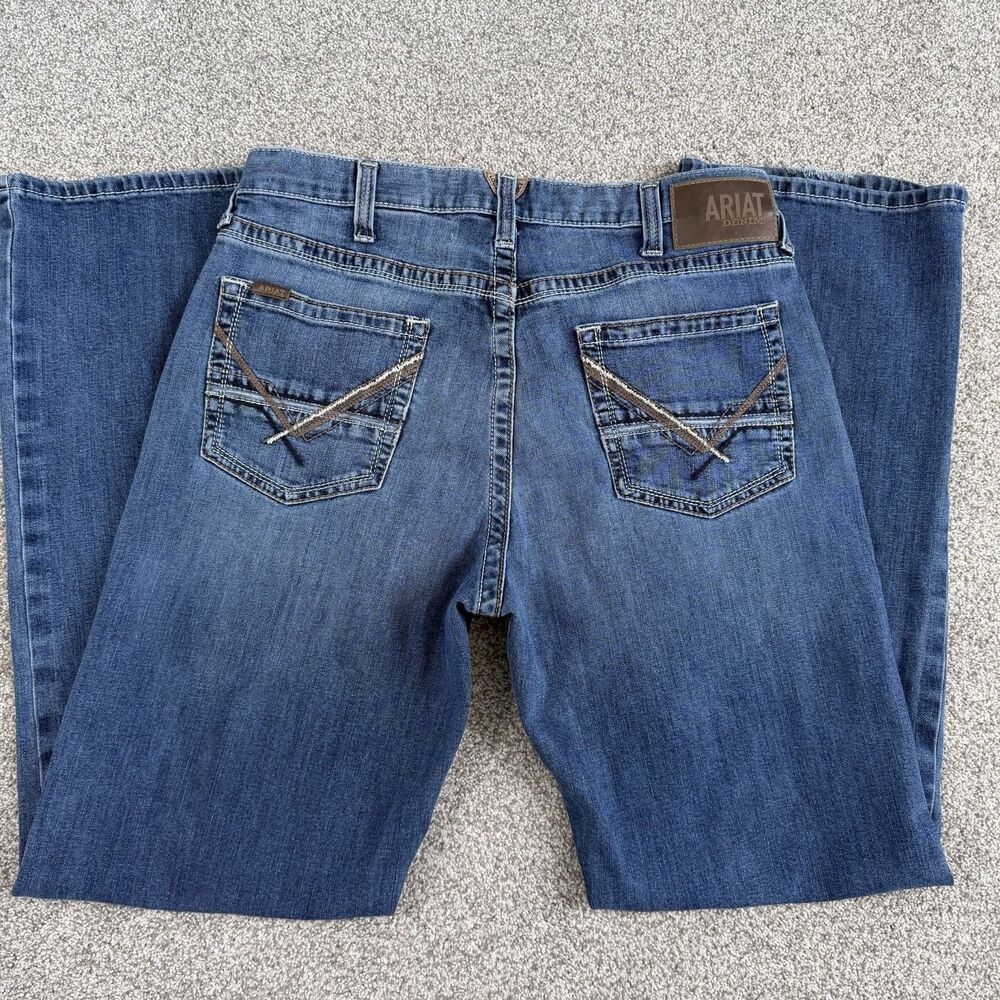 Ariat M5 Slim Boot Cut Jeans Denim Men’s Blue Western Stretch Size 36x34